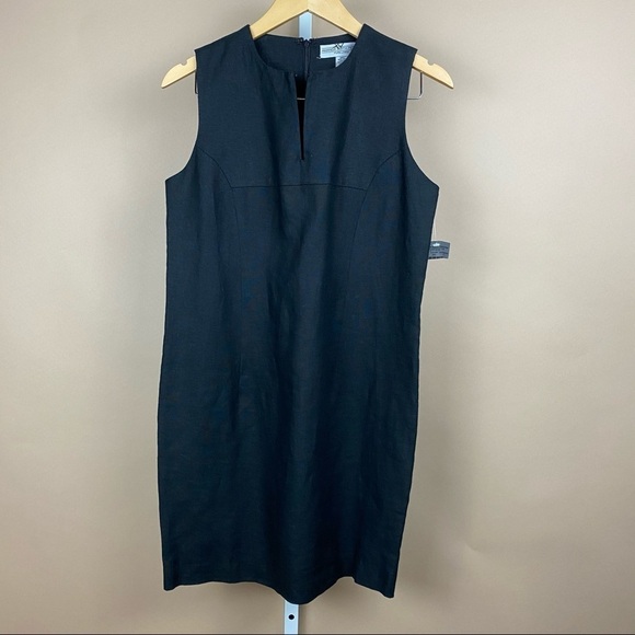 NEW Amanda Smith 100% Linen Black Shift Dress Size 8 Petite Career Modern - Picture 1 of 9